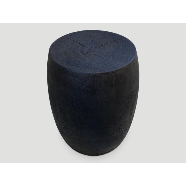Andrianna Shamaris Charred Lychee Wood Drum Side Table or Stool For Sale In New York - Image 6 of 6