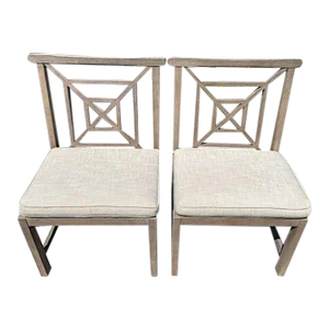 Restoration Hardware Solid Teak "Saltram" Dining Side Chairs - Set of 2