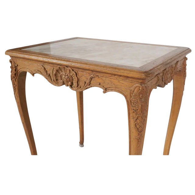 Antique French Provincial Marble Top Side Table For Sale - Image 4 of 6