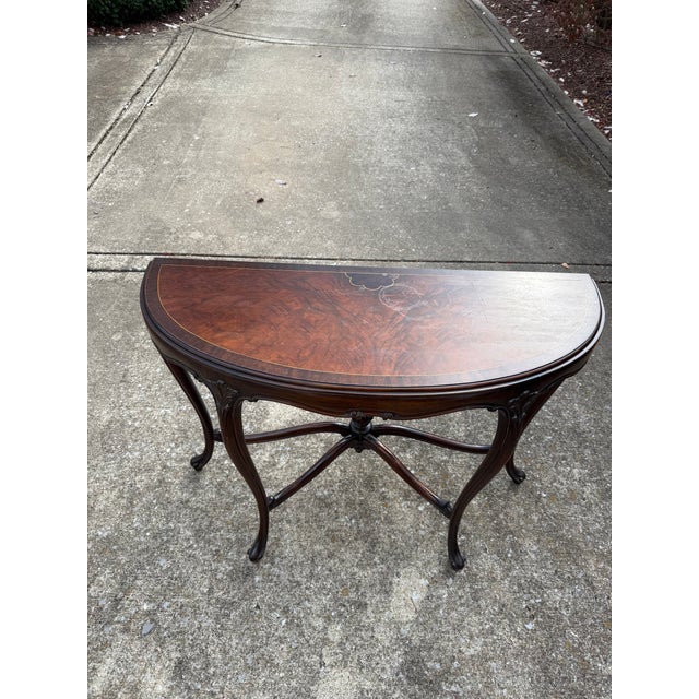 Traditional Demilune Console Table For Sale - Image 3 of 7