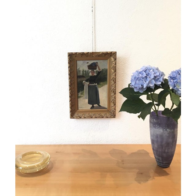 Marguerita Pillini, Lavandière bretonne, Oil on Wood, Framed For Sale - Image 6 of 11