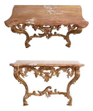 Outstanding French Paint Decorated Marble Top Console Table
