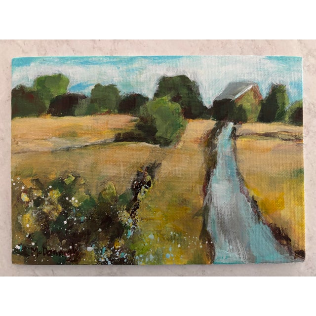 Goldenrod “Golden Pathways” Original, Acrylic, Modern Impressionist Landscape Diptych by Linda McDonough For Sale - Image 8 of 10