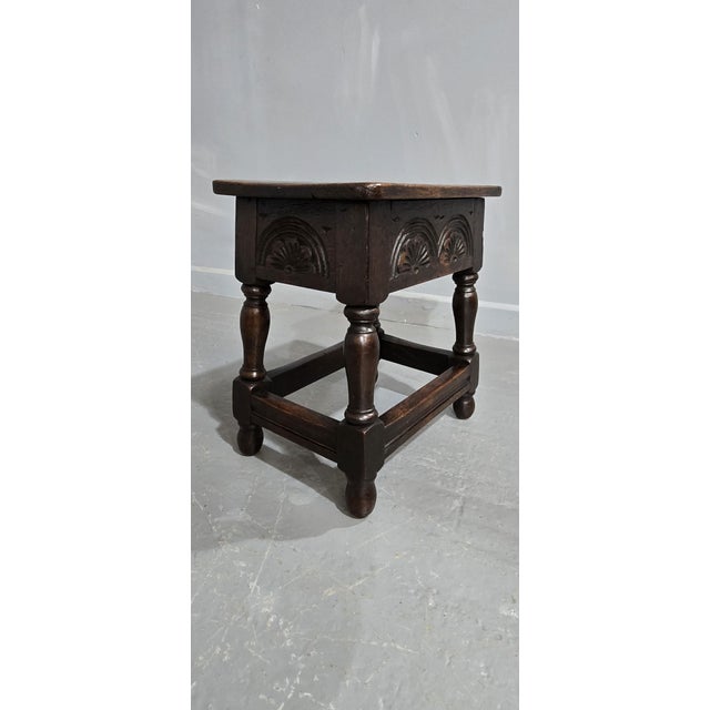 Antique Oak Stool, 1810 For Sale - Image 4 of 7