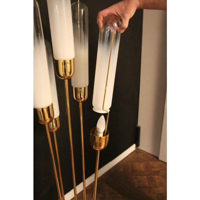 Mid-Century Floor Lamp in Murano Glass and Brass in the style of Mazzega For Sale - Image 10 of 13