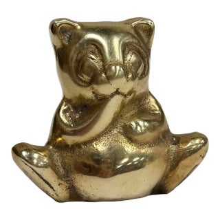 Vintage Seated Brass Panda Paper Weight* For Sale