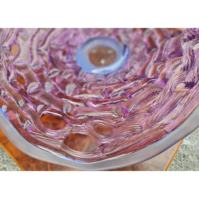 Purple Late 20th Century Alfredo Barbini 23" Large Art Glass Centerpiece Bowl, Signed and Dated For Sale - Image 8 of 17
