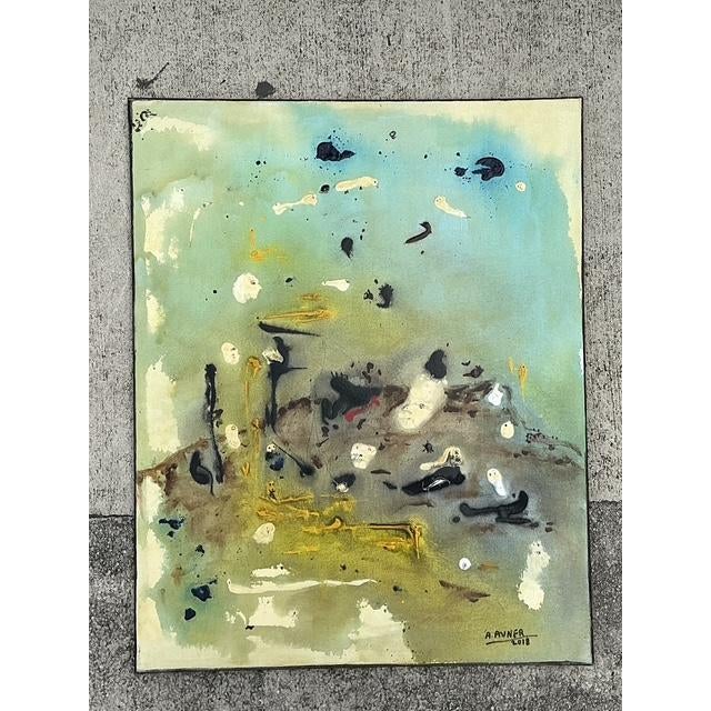 Vintage Original Abstract Oil on Canvas For Sale - Image 4 of 12