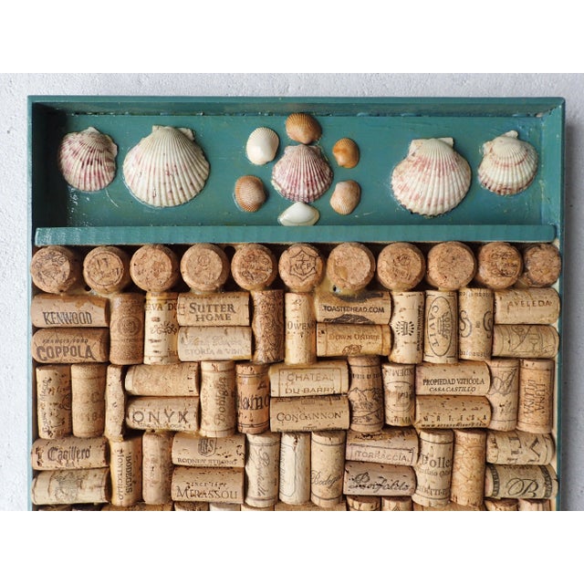Farmhouse Sea Shells & Wine Bottle Corks Craft Panel For Sale - Image 3 of 5