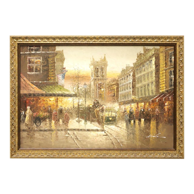 20th Century Original Oil on Canvas - American Street Scene - Signed For Sale