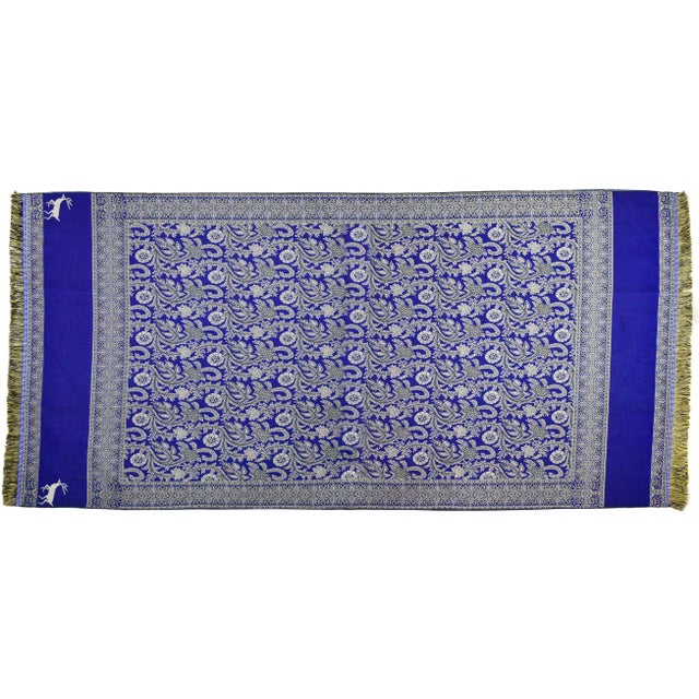 Egyptian Blue Floral Throw Shawl or Wall Hanging For Sale - Image 12 of 12