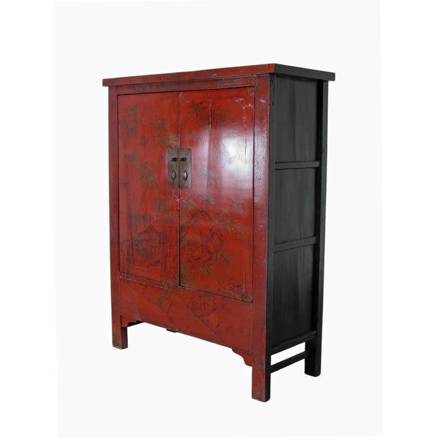 Chinoiserie Chinoiserie-Style Hand-Painted Elm Cabinet For Sale - Image 3 of 14