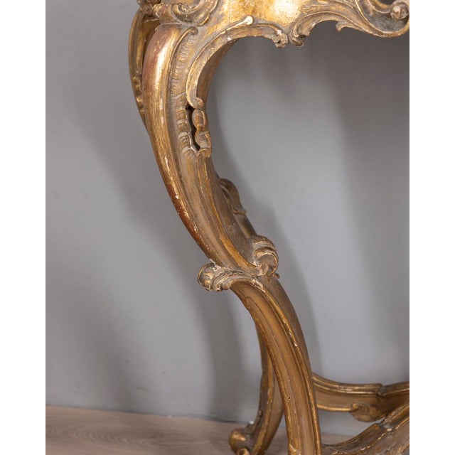 Glass Antique Console Table with Mirror in Decorated Wood, 1890s For Sale - Image 7 of 18