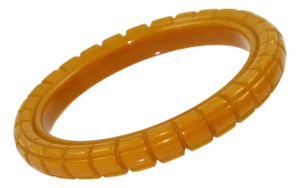 Art Deco Bakelite Carved Bracelet Bangle Warm Butterscotch