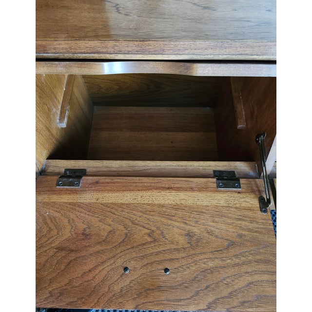 Thomasville Vintage Modular Queen Campaign-Style Headboard Unit W/ Lighted Storage & Mirror For Sale - Image 12 of 18