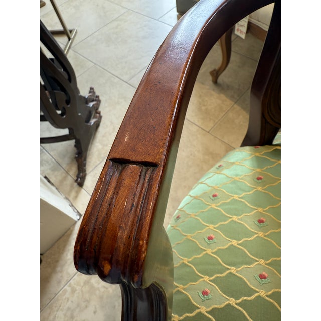 Oxblood Red Pair of Kindel Mahogany Hepplewhite Style Arm Chairs For Sale - Image 8 of 8