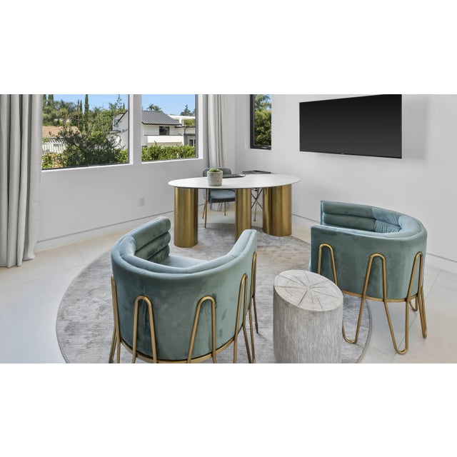 Metal Showroom Sample Alexa Gold Barrel Chair in Green and Gold For Sale - Image 7 of 7