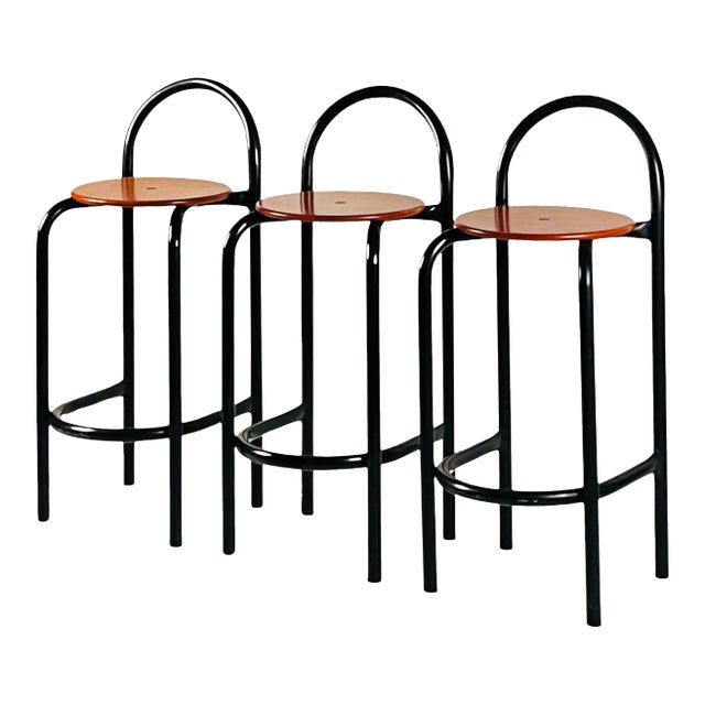 Set of 3 Postmodern 1980s Bar Stools For Sale