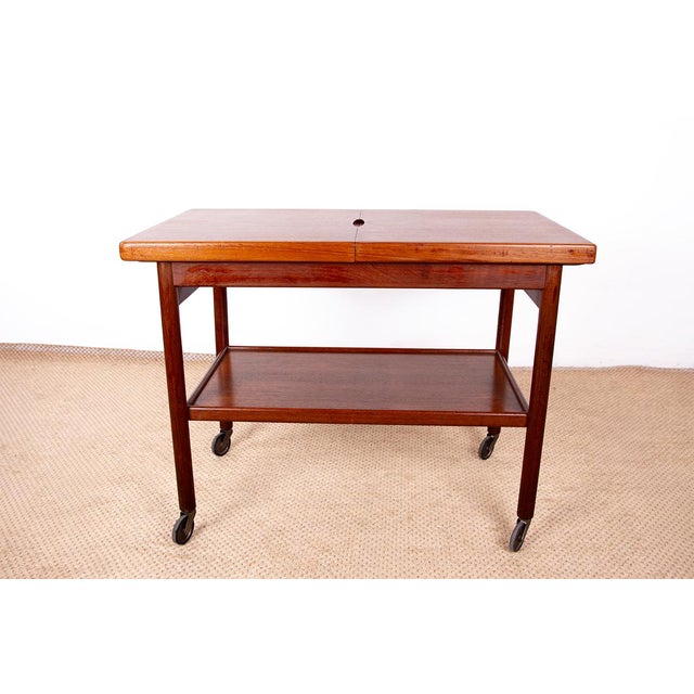 Black Danish Extendable Two-Tier Teak Serving Cart by Kurt Østervig for Jason Møbler, 1960s For Sale - Image 8 of 13