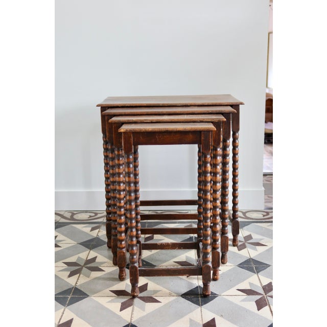 Nesting Tables in Turned Wood, 1960s, Set of 4 For Sale - Image 4 of 10