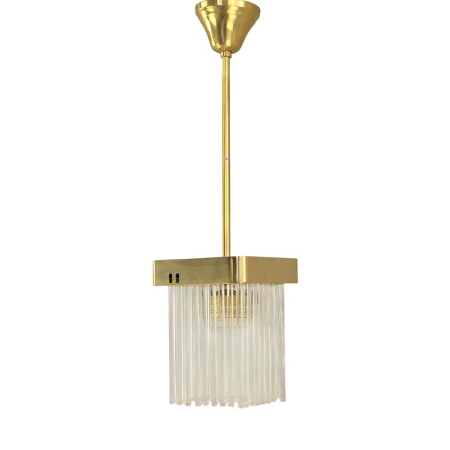 Brass Hanging Lamp with Glass Rods, Italy, 1960s For Sale