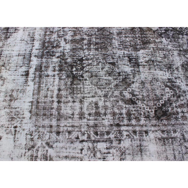 Mid 20th Century Vintage Persian Rug With Modern Design in Shades of Gray & Charcoal For Sale - Image 4 of 9