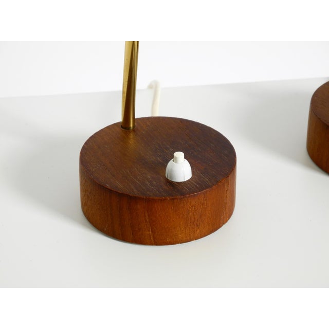 Mid-Century Modern Bedside Lamps with Perforated Metal Shades and Teak Bases, 1950s, Set of 2 For Sale - Image 18 of 18