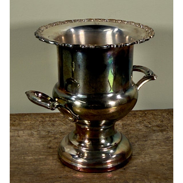 Late 20th Century Vintage Oneida Silver Plated Champagne Cooler Ice Bucket With Scroll Handles For Sale - Image 5 of 9