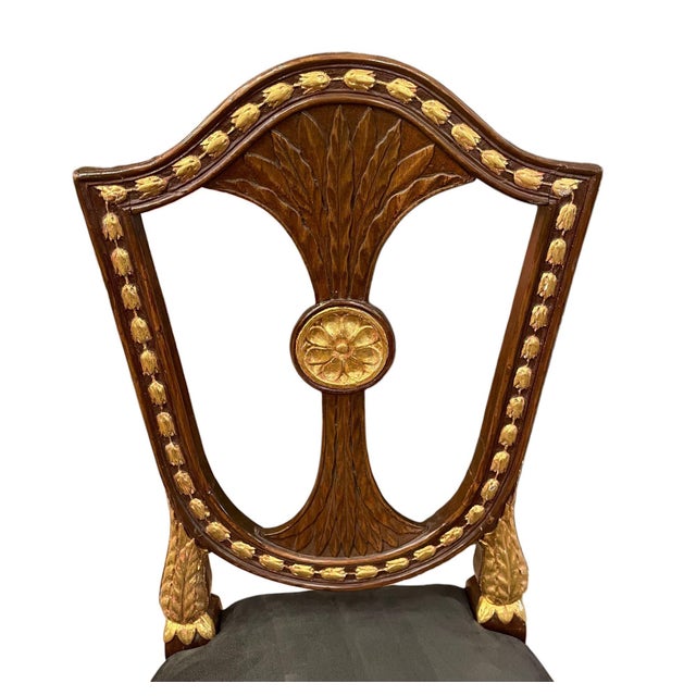 Early 19th Century Pair of Russian Neoclassical Parcel-Gilt Side Chairs For Sale - Image 4 of 10