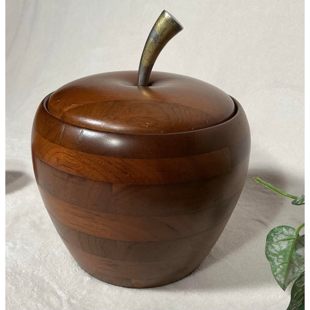 Mid 20th Century Vintage Mid-Century Modern Apple Shaped Ice Bucket Quaker Solid American Walnut For Sale - Image 5 of 12