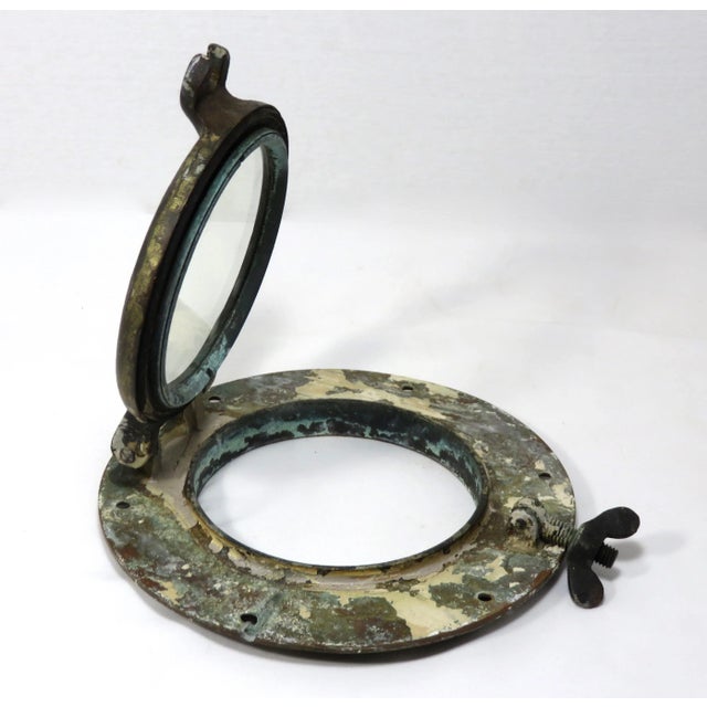 Small Size Antique Brass Ships Porthole For Sale - Image 4 of 13