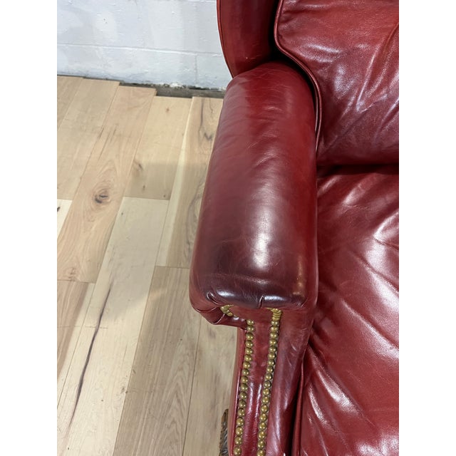 Napoleon III Style Leather Wingback Recliner Library Armchair For Sale - Image 11 of 12