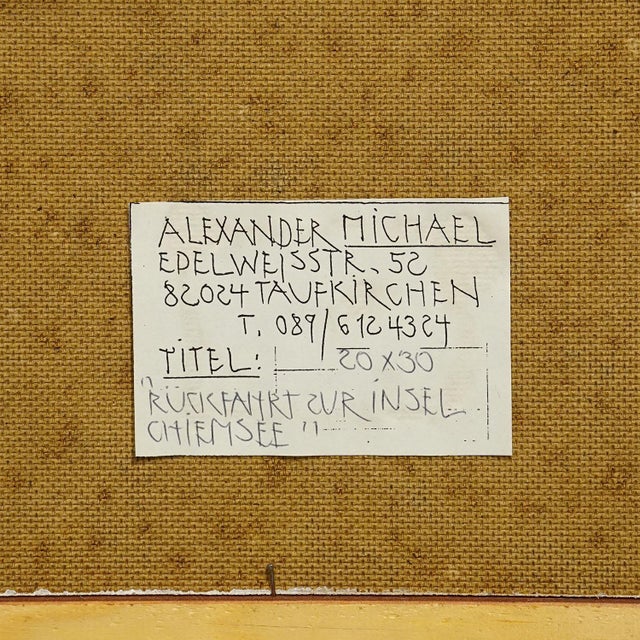 Wood Oil Painting by Alexander Michael - 'Return to the Island', Lake Chiemsee For Sale - Image 7 of 7