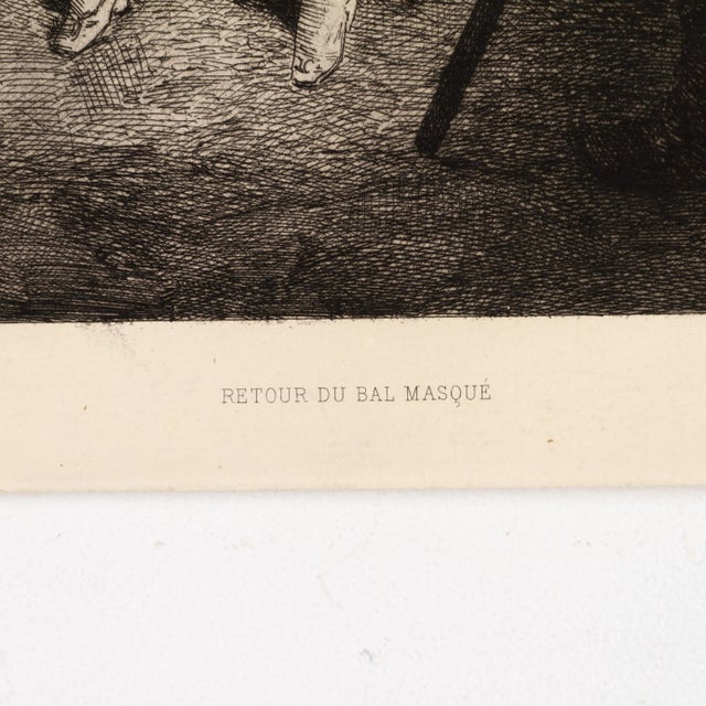 Josep Llovera i Bufill, Return from the Masked Ball, 1800s, Engraving For Sale - Image 4 of 6