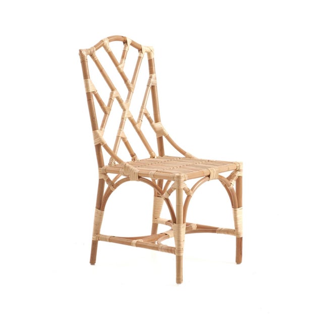 Natural Rattan Chippendale Dining Chair, With Cushion Chairish