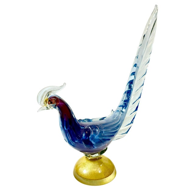 Blue and Gold Murano Style Glass Bird Figurines, Italy, Circa 1950s - A Pair For Sale In Tampa - Image 6 of 12