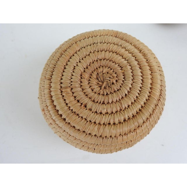 Late 20th Century Small Vintage Lidded Coiled Basket For Sale - Image 5 of 5