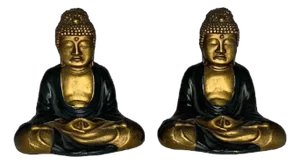Ronson Art Metal Works Buddha Bookends: Sgraffito Design, c. 1920s