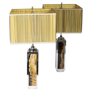 Bakelite and Chrome Metal Table Lamps, 1970s, Set of 2 For Sale