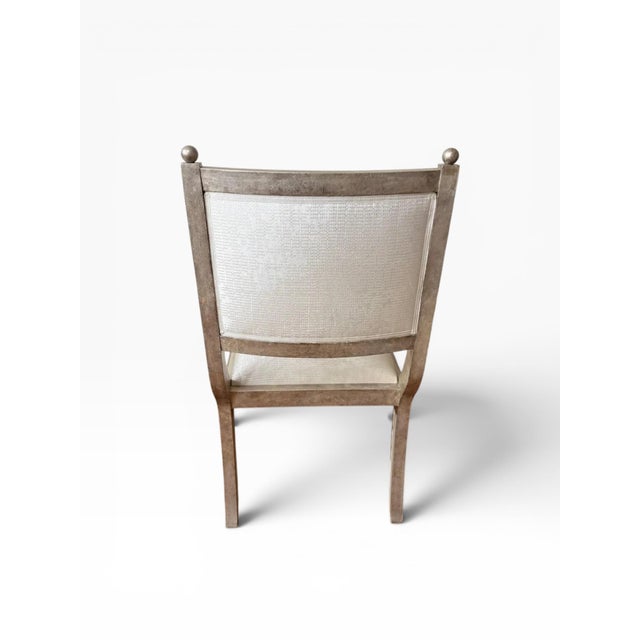 Custom Made Neoclassical Arm Chairs With Silver Gilding (A Pair) For Sale - Image 11 of 14