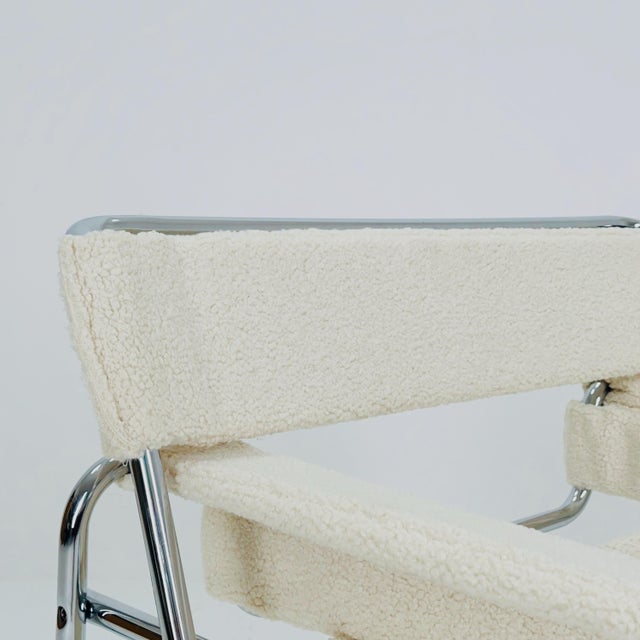 Mid-Century B3 Wassily Armchair in White Teddy Fabric by Marcel Brauer, Italy, 1990s For Sale - Image 9 of 11