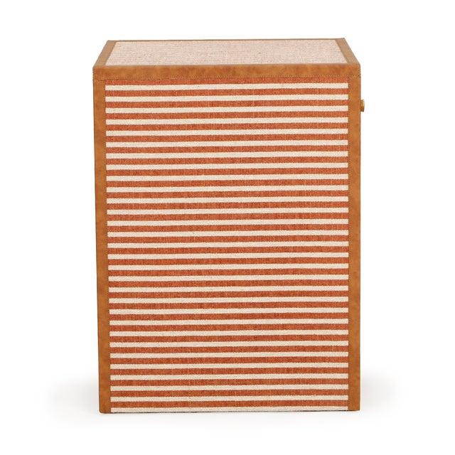 Kora Terracotta Cotton Jute Striped Nightstand For Sale - Image 4 of 7