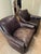 Authentic Henredon swivel club chairs in dark brown genuine leather with nailhead trim. Extremely comfortable, heavy, and...