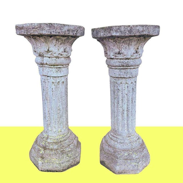 Classic Twin Stone Columns for Roman Style Entrances or Gardens, Set of 2 For Sale - Image 6 of 6