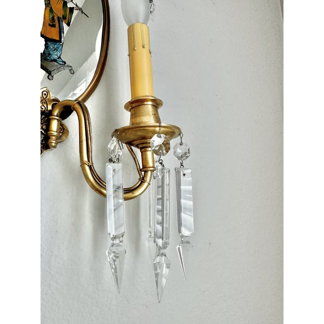 Pair Chinoiserie Eglomise Mirrored Sconces - E F Caldwell For Sale - Image 10 of 16