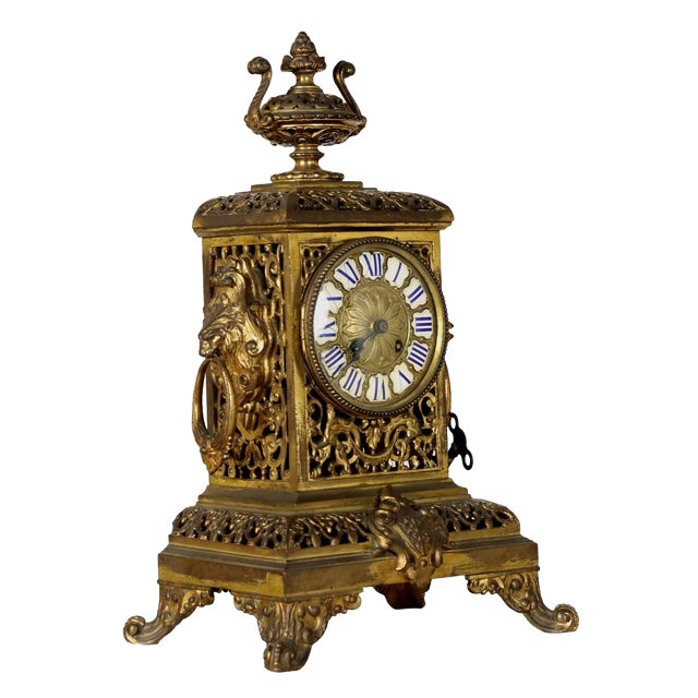 Half Xix Century Gilded Bronze Eclectic Table Clock For Sale