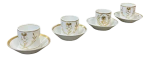 Cups and Saucers in Paris Porcelain, Early 19th Century, Set of 8