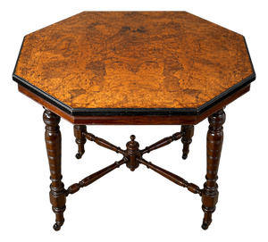 Victorian Octagonal Burr Walnut Dining Table, 1930s