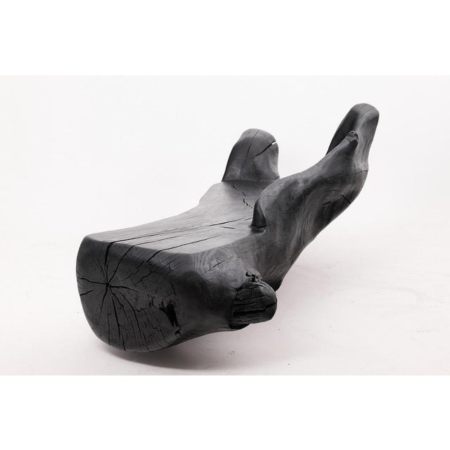 Black Sculptural Charred Wood Bench by Logniture For Sale - Image 8 of 18