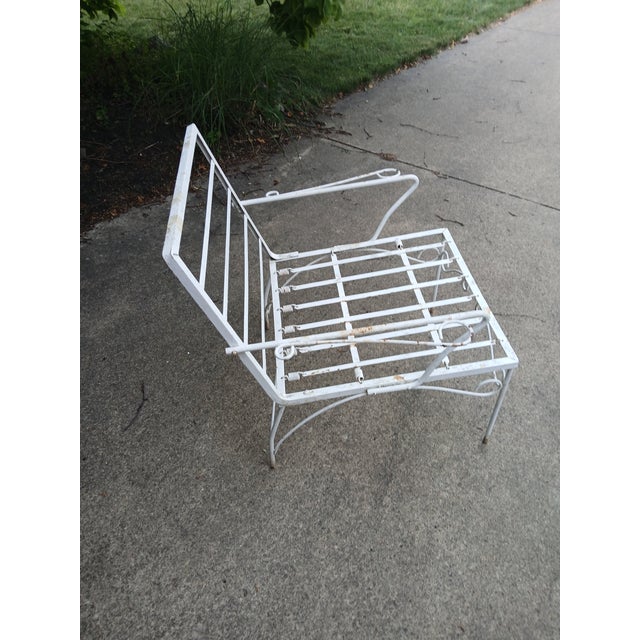 Vintage 1960s Wrought Iron Side Chair for outdoor patio. Substantial cushion structure in metal. No makers marks, but most...